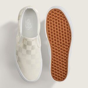 Vans Men's Checkered Cream Slip-On Sneakers